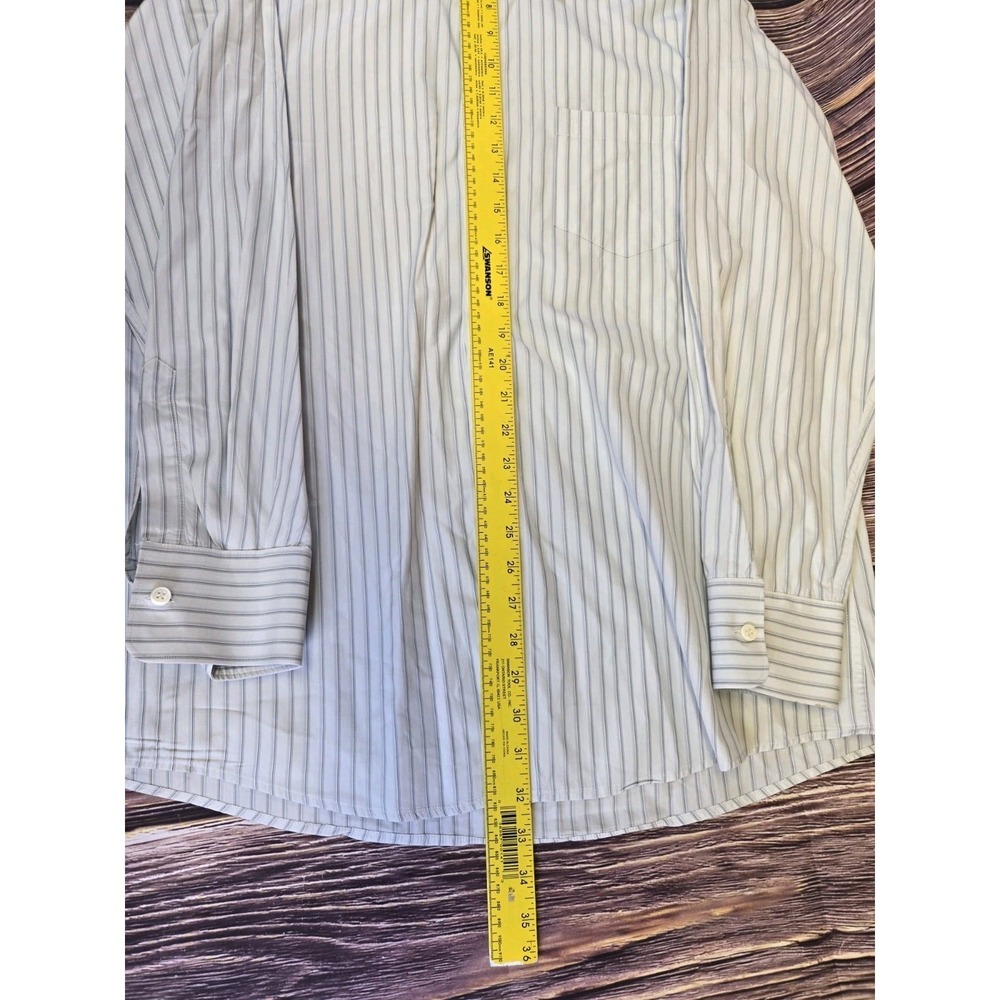 Ermenegildo Zegna Dress Shirt Mens XL White Stripe Cotton Long Sleeve Button Up - Picture 5 of 10